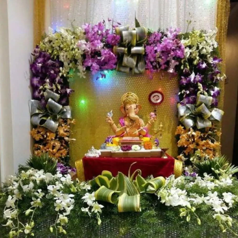 ganpati decoration ideas: Flower and Plant Ganpati