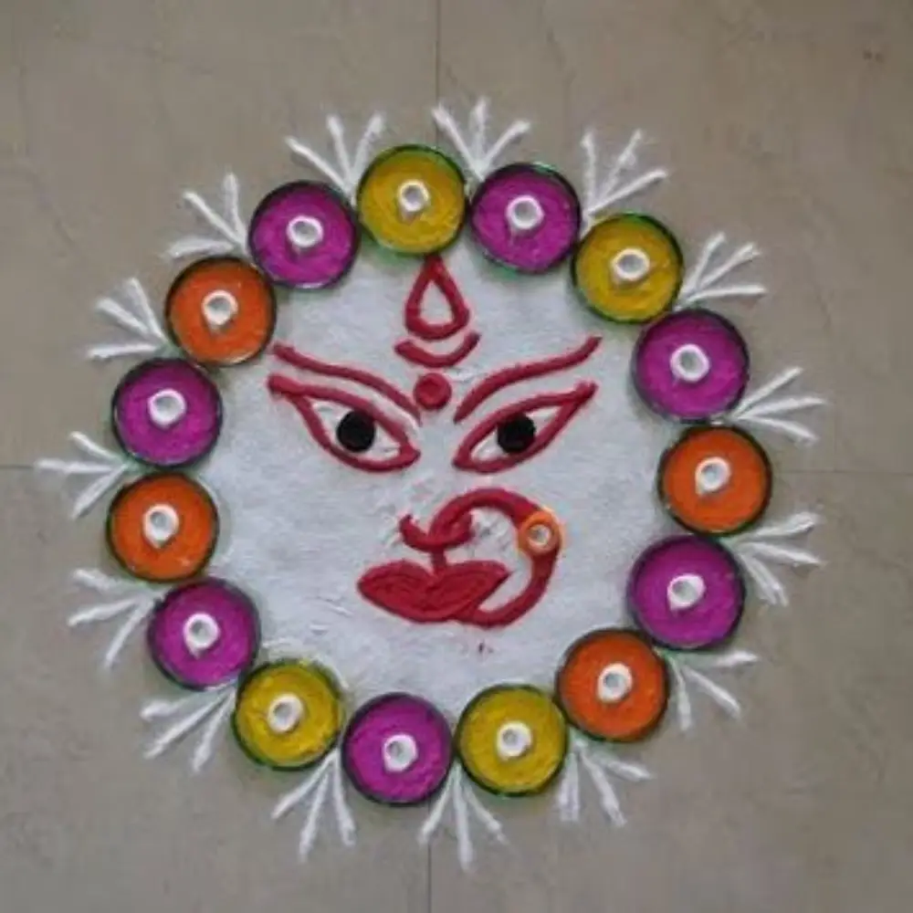 Dussehra Rangoli: Goddess Durga Dussehra Rangoli