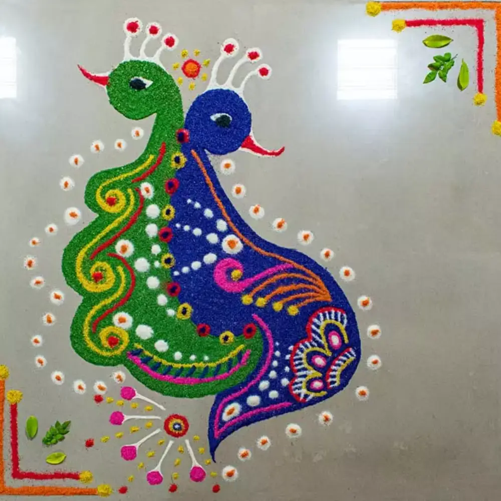 Rangoli Design for Diwali: Bird Rangoli