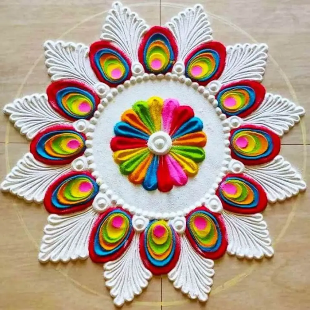 Simple Rangoli Designs for Home: Free Hand rangoli