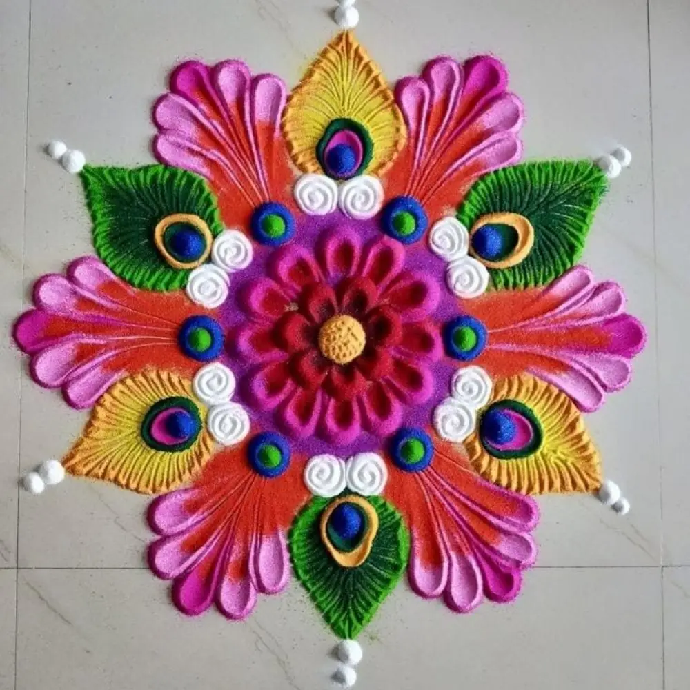 Rangoli Design for Diwali: Paisley Rangoli