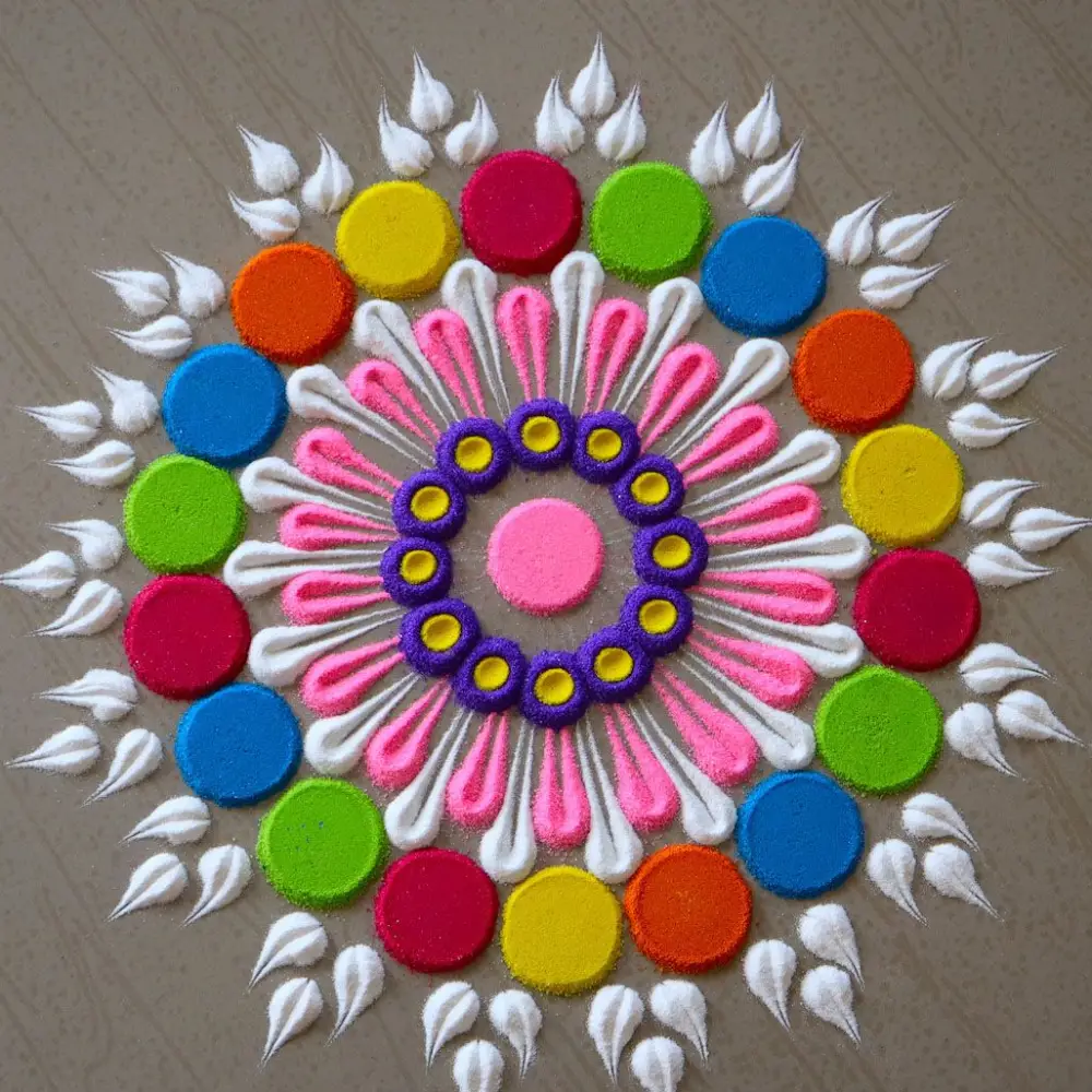 Rangoli Design for Diwali: Powder Colorfull rangoli