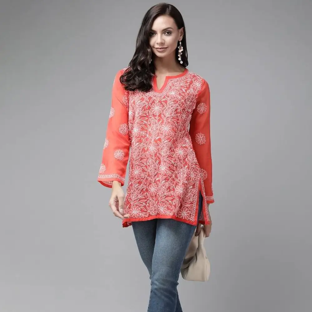 Chikankari Short Kurti: Party-Ready 