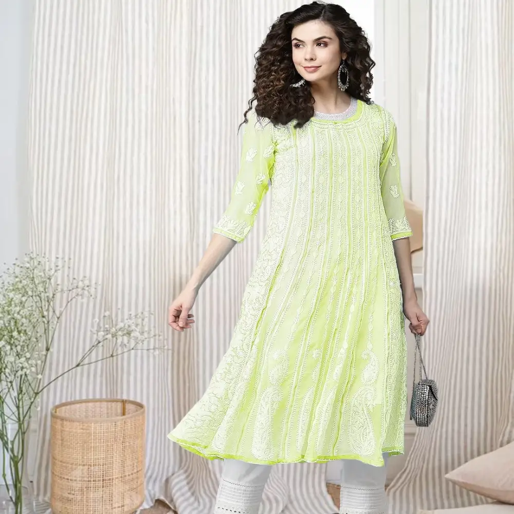 Chikankari Kurti: Chikankari Anarkali Kurti