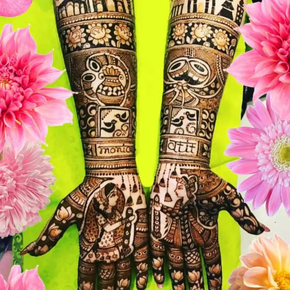 Full Hand Mehndi Design: Baraat Scenes