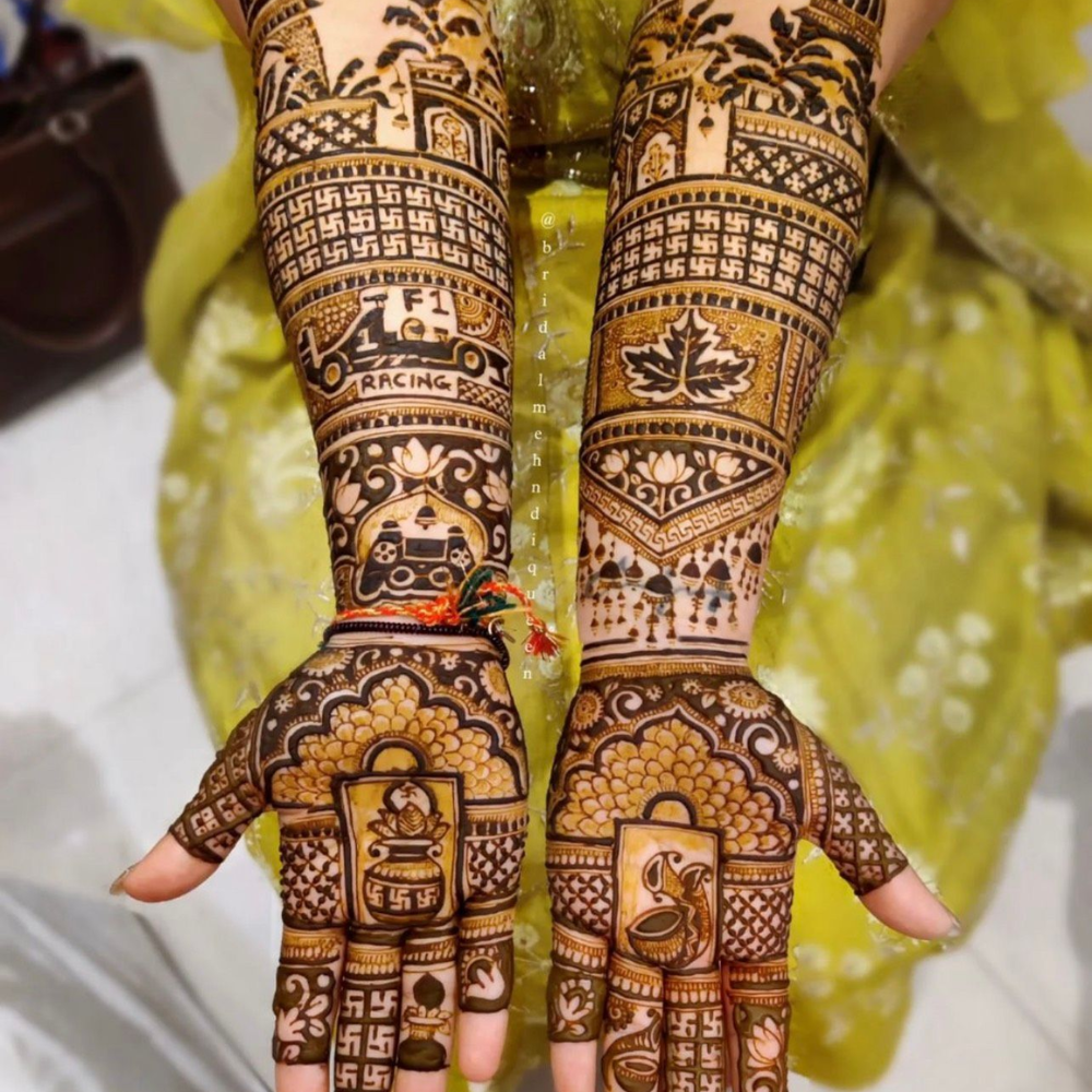 Royal Front Hand Mehndi: Full-Hand Bridal Motifs