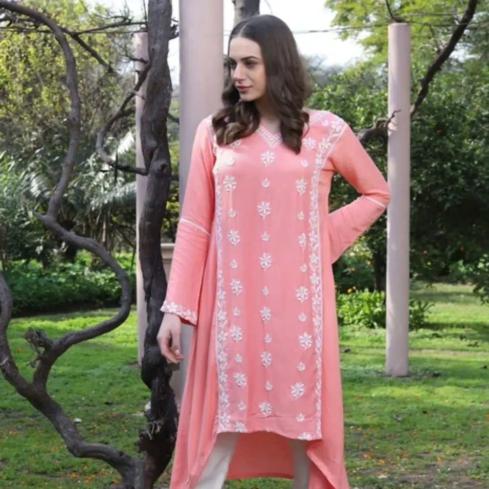 Chikankari Kurti: High-Low Chikankari Kurtis