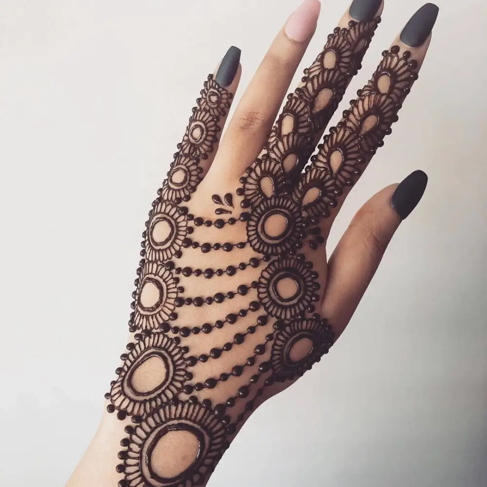 Back Hand Mehndi Design: Jewelry-Inspired Back Hand