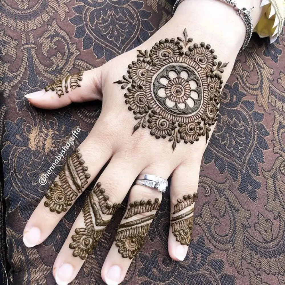 Back Hand Mehndi Design: Mandala-Inspired Back Hand