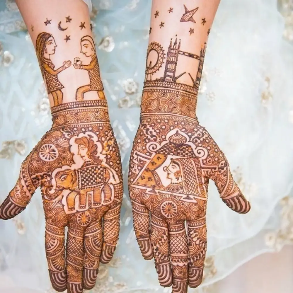 Full Hand Mehndi Design: Storytelling Designs